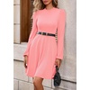 image:imagePRETTYGARDEN Womens Long Sleeve Mini Dress 2026 Fall Trendy Crewneck Ribbed Knit Soft A Line Flowy Summer Formal DressesPink