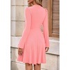 image:imagePRETTYGARDEN Womens Long Sleeve Mini Dress 2026 Fall Trendy Crewneck Ribbed Knit Soft A Line Flowy Summer Formal DressesPink