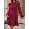image:imagePRETTYGARDEN Womens Long Sleeve Mini Dress 2026 Fall Trendy Crewneck Ribbed Knit Soft A Line Flowy Summer Formal DressesWine Red