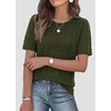 image:imagePRETTYGARDEN Womens Short Sleeve Sweater Crochet Summer Tops 2026 Trendy Casual Hollow Out Shirts Beach Vacation ClothesArmy Green