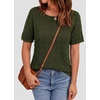 image:imagePRETTYGARDEN Womens Short Sleeve Sweater Crochet Summer Tops 2026 Trendy Casual Hollow Out Shirts Beach Vacation ClothesArmy Green