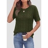 image:imagePRETTYGARDEN Womens Short Sleeve Sweater Crochet Summer Tops 2026 Trendy Casual Hollow Out Shirts Beach Vacation ClothesArmy Green