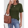 image:imagePRETTYGARDEN Womens Short Sleeve Sweater Crochet Summer Tops 2026 Trendy Casual Hollow Out Shirts Beach Vacation ClothesArmy Green