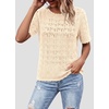 image:imagePRETTYGARDEN Womens Short Sleeve Sweater Crochet Summer Tops 2026 Trendy Casual Hollow Out Shirts Beach Vacation ClothesBeige