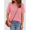 image:imagePRETTYGARDEN Womens Short Sleeve Sweater Crochet Summer Tops 2026 Trendy Casual Hollow Out Shirts Beach Vacation ClothesPink