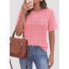 image:imagePRETTYGARDEN Womens Short Sleeve Sweater Crochet Summer Tops 2026 Trendy Casual Hollow Out Shirts Beach Vacation ClothesPink