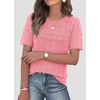 image:imagePRETTYGARDEN Womens Short Sleeve Sweater Crochet Summer Tops 2026 Trendy Casual Hollow Out Shirts Beach Vacation ClothesPink