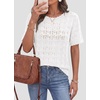 image:imagePRETTYGARDEN Womens Short Sleeve Sweater Crochet Summer Tops 2026 Trendy Casual Hollow Out Shirts Beach Vacation ClothesWhite