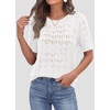 image:imagePRETTYGARDEN Womens Short Sleeve Sweater Crochet Summer Tops 2026 Trendy Casual Hollow Out Shirts Beach Vacation ClothesWhite