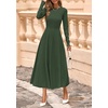 image:imagePRETTYGARDEN Womens Sweater Dress 2026 Long Sleeve Elegant Knit A Line Fall Wedding Guest Cocktail Midi Winter DressesArmy Green