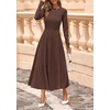 image:imagePRETTYGARDEN Womens Sweater Dress 2026 Long Sleeve Elegant Knit A Line Fall Wedding Guest Cocktail Midi Winter DressesBrown