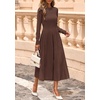 image:imagePRETTYGARDEN Womens Sweater Dress 2026 Long Sleeve Elegant Knit A Line Fall Wedding Guest Cocktail Midi Winter DressesBrown