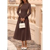 image:imagePRETTYGARDEN Womens Sweater Dress 2026 Long Sleeve Elegant Knit A Line Fall Wedding Guest Cocktail Midi Winter DressesBrown