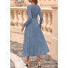 image:imagePRETTYGARDEN Womens Sweater Dress 2026 Long Sleeve Elegant Knit A Line Fall Wedding Guest Cocktail Midi Winter DressesGrey Blue
