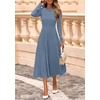 image:imagePRETTYGARDEN Womens Sweater Dress 2026 Long Sleeve Elegant Knit A Line Fall Wedding Guest Cocktail Midi Winter DressesGrey Blue