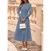 image:imagePRETTYGARDEN Womens Sweater Dress 2026 Long Sleeve Elegant Knit A Line Fall Wedding Guest Cocktail Midi Winter DressesGrey Blue