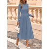 image:imagePRETTYGARDEN Womens Sweater Dress 2026 Long Sleeve Elegant Knit A Line Fall Wedding Guest Cocktail Midi Winter DressesGrey Blue