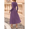 image:imagePRETTYGARDEN Womens Sweater Dress 2026 Long Sleeve Elegant Knit A Line Fall Wedding Guest Cocktail Midi Winter DressesGrey Purple