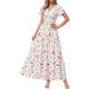 image:imagePRETTYGARDEN Women Summer Maxi Dresses 2026 Short Sleeve V Neck Button Floral Tiered Flowy Boho Sundress Beach OutfitsFloral White Multicolored