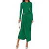 image:imagePRETTYGARDEN Womens Fall Wedding Guest Cocktail Midi Dresses Elegant Long Sleeve Bodycon Ruched Dress 2026 Fashion ClothingGreen