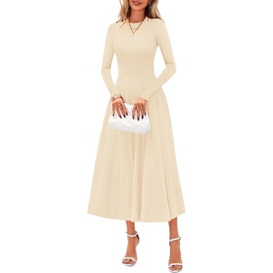 image:imagePRETTYGARDEN Womens Sweater Dress 2026 Long Sleeve Elegant Knit A Line Fall Wedding Guest Cocktail Midi Winter DressesApricot