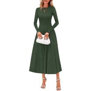 image:imagePRETTYGARDEN Womens Sweater Dress 2026 Long Sleeve Elegant Knit A Line Fall Wedding Guest Cocktail Midi Winter DressesArmy Green