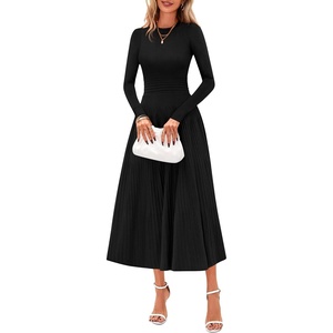 image:imagePRETTYGARDEN Womens Sweater Dress 2026 Long Sleeve Elegant Knit A Line Fall Wedding Guest Cocktail Midi Winter DressesBlack