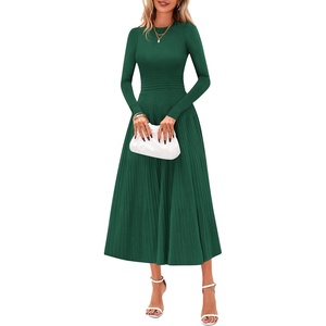 image:imagePRETTYGARDEN Womens Sweater Dress 2026 Long Sleeve Elegant Knit A Line Fall Wedding Guest Cocktail Midi Winter DressesDark Green