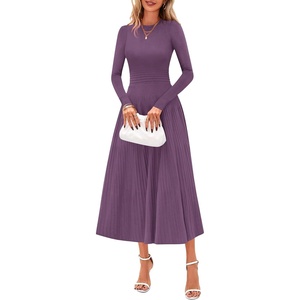 image:imagePRETTYGARDEN Womens Sweater Dress 2026 Long Sleeve Elegant Knit A Line Fall Wedding Guest Cocktail Midi Winter DressesGrey Purple