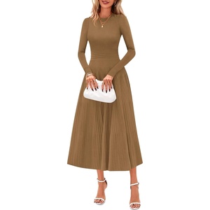 image:imagePRETTYGARDEN Womens Sweater Dress 2026 Long Sleeve Elegant Knit A Line Fall Wedding Guest Cocktail Midi Winter DressesKhaki