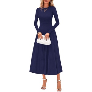 image:imagePRETTYGARDEN Womens Sweater Dress 2026 Long Sleeve Elegant Knit A Line Fall Wedding Guest Cocktail Midi Winter DressesNavy Blue