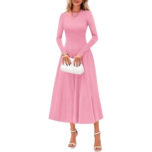 image:imagePRETTYGARDEN Womens Sweater Dress 2026 Long Sleeve Elegant Knit A Line Fall Wedding Guest Cocktail Midi Winter DressesPink