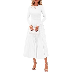 image:imagePRETTYGARDEN Womens Sweater Dress 2026 Long Sleeve Elegant Knit A Line Fall Wedding Guest Cocktail Midi Winter DressesWhite