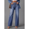 image:imagePRETTYGARDEN High Waisted Wide Leg Jeans for Women 2026 Trendy Baggy Straight Leg Stretchy Summer Denim Pants with PocketsDark Blue