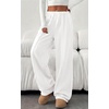 image:imagePRETTYGARDEN Fall Womens Sweatpants Baggy Wide Leg Pants with Pockets  Elastic Waist Loose Lounge Pants for Women Tailored Soft Cotton Sweatpants Women Fashion Y2k Outfits Jogger SweatpantWhite