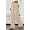 image:imagePRETTYGARDEN Fall Womens Sweatpants Baggy Wide Leg Pants with Pockets  Elastic Waist Loose Lounge Pants for Women Tailored Soft Cotton Sweatpants Women Fashion Y2k Outfits Jogger SweatpantBeige