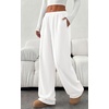 image:imagePRETTYGARDEN Fall Womens Sweatpants Baggy Wide Leg Pants with Pockets  Elastic Waist Loose Lounge Pants for Women Tailored Soft Cotton Sweatpants Women Fashion Y2k Outfits Jogger SweatpantWhite