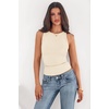 image:imagePRETTYGARDEN Womens Summer High Neck Ribbed Tank Tops Casual Basic Sleeveless Slim Fitted Racerback Workout T ShirtsBeige