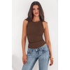 image:imagePRETTYGARDEN Womens Summer High Neck Ribbed Tank Tops Casual Basic Sleeveless Slim Fitted Racerback Workout T ShirtsBrown