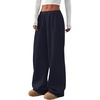 image:imagePRETTYGARDEN Fall Womens Sweatpants Baggy Wide Leg Pants with Pockets  Elastic Waist Loose Lounge Pants for Women Tailored Soft Cotton Sweatpants Women Fashion Y2k Outfits Jogger SweatpantNavy Blue