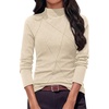 image:imagePRETTYGARDEN Womens Fall Mock Neck Long Sleeve Shirts  Soft Stretchy KnitGeometric Seam StitchingSlim Fitted Basic TeesThermal Casual WearDaily Work Layering Winter Tunic TopBeige