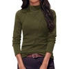 image:imagePRETTYGARDEN Womens Fall Mock Neck Long Sleeve Shirts  Soft Stretchy KnitGeometric Seam StitchingSlim Fitted Basic TeesThermal Casual WearDaily Work Layering Winter Tunic TopArmy Green