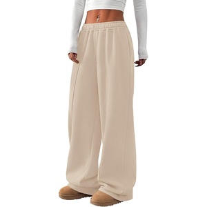 image:imagePRETTYGARDEN Fall Womens Sweatpants Baggy Wide Leg Pants with Pockets  Elastic Waist Loose Lounge Pants for Women Tailored Soft Cotton Sweatpants Women Fashion Y2k Outfits Jogger SweatpantBeige