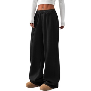 image:imagePRETTYGARDEN Fall Womens Sweatpants Baggy Wide Leg Pants with Pockets  Elastic Waist Loose Lounge Pants for Women Tailored Soft Cotton Sweatpants Women Fashion Y2k Outfits Jogger SweatpantBlack