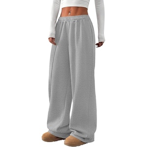image:imagePRETTYGARDEN Fall Womens Sweatpants Baggy Wide Leg Pants with Pockets  Elastic Waist Loose Lounge Pants for Women Tailored Soft Cotton Sweatpants Women Fashion Y2k Outfits Jogger SweatpantGrey