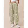 image:imagePRETTYGARDEN Plaid Barrel Pants Women Summer 2026 Casual Loose Wide Leg Lounge Gingham Trousers Spring Fashion Beach BottomsArmy Green Plaid
