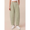 image:imagePRETTYGARDEN Plaid Barrel Pants Women Summer 2026 Casual Loose Wide Leg Lounge Gingham Trousers Spring Fashion Beach BottomsArmy Green Plaid