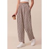 image:imagePRETTYGARDEN Plaid Barrel Pants Women Summer 2026 Casual Loose Wide Leg Lounge Gingham Trousers Spring Fashion Beach BottomsBrown Plaid