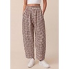 image:imagePRETTYGARDEN Plaid Barrel Pants Women Summer 2026 Casual Loose Wide Leg Lounge Gingham Trousers Spring Fashion Beach BottomsBrown Plaid