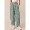 image:imagePRETTYGARDEN Plaid Barrel Pants Women Summer 2026 Casual Loose Wide Leg Lounge Gingham Trousers Spring Fashion Beach BottomsDark Green Plaid